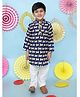 KID1 Cotton Full Sleeves Cow Printed Kurta With Pyjama Set - Navy Blue
