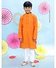 KID1 Cotton Full Sleeves Chevron Weave Handloom Kurta With Pajama - Orange