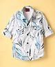 Radutu Full Sleeves Leaves Printed Shirt - White & Sky Blue