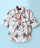 Radutu Full Sleeves Leaves Printed Shirt - White & Orange