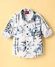 Radutu Full Sleeves Abstract Printed Tie Dye Shirt - White & Sky Blue