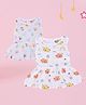 MumsLap 100% Organic Cotton Muslin Pack Of 2 Sleeveless Baby Koalas & Vegetables Printed Dresses - White