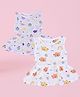 MumsLap 100% Organic Cotton Muslin Pack Of 2 Sleeveless Baby Koalas & Unicorns Printed Dresses - White
