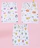 MumsLap Muslin Organic Cotton Pack Of 3 Sleeveless Baby Koalas & Unicorns Printed Jhablas - White