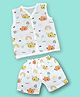 MumsLap Muslin Organic Cotton Sleeveless Baby Koalas Printed Coordinating Jhabla & Shorts Set - White