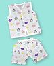 MumsLap Muslin Organic Cotton Sleeveless Baby Unicorns Printed Coordinating Jhabla & Shorts Set - White