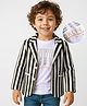 Babyhug Knit Full Sleeves Striped Blazer With NYC Printed T-Shirt - Olive Green & White