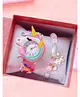 Ziory Unicorn Designed Watch & Beaded Bracelet Set - Pink