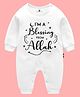 The Peppy Tend 100% Cotton Eid Theme Full Sleeves Im A Blessing From Allah Text Printed Romper - White