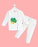 The Peppy Tend 100% Cotton Eid Theme Full Sleeves My First Eid Text Printed Tee & Pajama Set - White