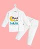 The Peppy Tend 100% Cotton Eid Theme Full Sleeves Chand Ka Tukda Text Printed Tee & Pajama Set - White