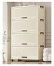 House of Quirk 4-Tier Storage Cabinet with Wheels  Durable Plastic Foldable Wardrobe Organizer with Multiple Compartments, Perfect for Bags, Clothes, and Living Room Storage (Cream)