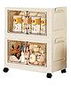 House of Quirk 2-Layer Storage Cabinet with Wheels, Rolling Organizer for Home, Living Room, Bedroom, and Office - Durable, Space-Saving Solution for Sundries, Toys, and Essentials (45cm, Cream)