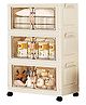 House of Quirk 3-Layer Storage Cabinet with Wheels Rolling Organizer for Home Living Room Bedroom and Office Durable Space Saving Solution for Sundries Toys and Essentials 55cm Cream