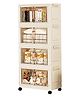 House of Quirk 4-Layer Storage Cabinet with Wheels Rolling Organizer for Home Living Room Bedroom and Office Durable Space Saving Solution for Sundries Toys and Essentials 45cm Cream