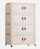 House of Quirk Plastic Storage Bins for Closet Organizers, Folding Storage Box, Stackable Storage Bins with Open Front Door Collapsible Storage Bins 60cm - 4 Layer Beige
