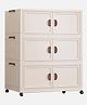 House of Quirk Plastic Storage Bins for Closet Organizers, Folding Storage Box, Stackable Storage Bins with Open Front Door Collapsible Storage Bins 60cm - 3 Layer Beige