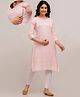 Step Queen Rayon Three Fourth Sleeves Floral Printed Maternity Kurta With Nursing Access - Pink