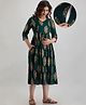 Step Queen Rayon Three Fourth Sleeves Floral Foil Printed Maternity Dress With Nursing Access - Green
