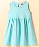 Babyhug Single Jersey Knit Sleeveless Frock with Polka Dot Print - Aqua Blue