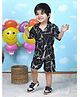 Polka Tots Cotton Half Sleeves Abstact Printed Shirt & Coordinating Shorts Set - Black