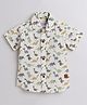 Polka Tots Half Sleeves Dino Printed Shirt - White