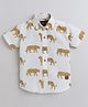 Polka Tots Jungle Theme Half Sleeves All Over Leopard Printed Shirt - White