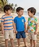 Babyhug Cotton Knit Half Sleeves T-Shirts With Stripes & Tropical Theme Print Pack Of 3 - Blue & Orange