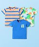 Babyhug Cotton Knit Half Sleeves T-Shirts With Stripes & Tropical Theme Print Pack Of 3 - Blue & Orange
