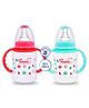 Baby Dolphin Anti-Colic Plastic Feeding Bottle with Handle | Pack of 2 | Liquid Silicone Nipple | BPA Free | Baby Feeder | Baby Milk Bottle | 125ml+125ml | Red & Green.