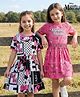 HoneyHap Disney Single Jersey Knit Half Raglan Sleeves Frocks With Minnie Mouse & Family Graphics Pack of 2 - Multicolor