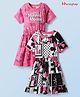 HoneyHap Disney Single Jersey Knit Half Raglan Sleeves Frocks With Minnie Mouse & Family Graphics Pack of 2 - Multicolor