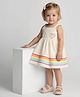 Bonfino 100% Cotton Knit Sleeveless Dress With Bloomer & Heart Patch - Ivory