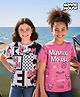 HoneyHap Disney Single Jersey Knit Half Sleeves Oversize Drop Shoulder T-Shirt with Minnie Mouse and Family Graphics Pack of 2 - Pink & White