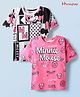 HoneyHap Disney Single Jersey Knit Half Sleeves Oversize Drop Shoulder T-Shirt with Minnie Mouse and Family Graphics Pack of 2 - Pink & White