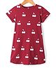 Nite Flite Cotton Knit Half Sleeves Cherry Printed Nighty - Maroon