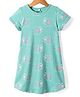 Nite Flite Cotton Knit Half Sleeves Elephant Printed Night Dress - Sea Green