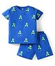 Nite Flite Cotton Knit Half Sleeves Pineapple Printed Coordinating Night Suit Set - Royal Blue