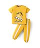 Nite Flite Cotton Knit Half Sleeves Sour Ninja Text Printed Night Suit Set - Mustard