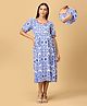 The Mom Store Cotton Half Sleeves Geometric Printed Maternity Dress With Nursing Access - Multi Colour