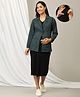 The Mom Store Jacquard Solid Maternity Dress With Zipper Nursing Access & Full Sleeves Shacket  Set - Multi Colour