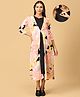 The Mom Store Cotton Rayon Solid Dress With Nursing Access & Three Fourth Sleeves Floral Printed Shacket - Multi Colour
