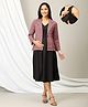 The Mom Store Cotton Solid Dress With Nursing Access & Full Sleeves Checked Shacket - Multi Colour