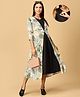 The Mom Store Cotton Solid Dress With Nursing Access & Three Fourth Sleeves Leaves Printed Shacket - Multi Colour