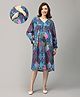 The Mom Store Cotton Full Sleeves Floral & Paisleys Printed Maternity Dress With Nursing Access - Multi Colour