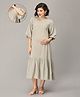 The Mom Store Rayon Three Fourth Sleeves Striped Oversized Tunic Maternity Dress - Pastel Green