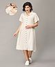 The Mom Store Half Sleeves Solid Maternity Dress With Concealed Zipper Nursing Access - Off White
