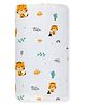 Zizuka Pure Cotton Muslin Newborn Baby Swaddle Towel Animal Tiger Print - White & Yellow
