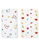 Zizuka Muslin Baby Swaddle Wrap Cat,Fruit Print Pack of 2 - Orange & White