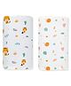 Zizuka Cotton Muslin Swaddle Wrap Tiger, Snail Print Pack of 2 - Yellow & White